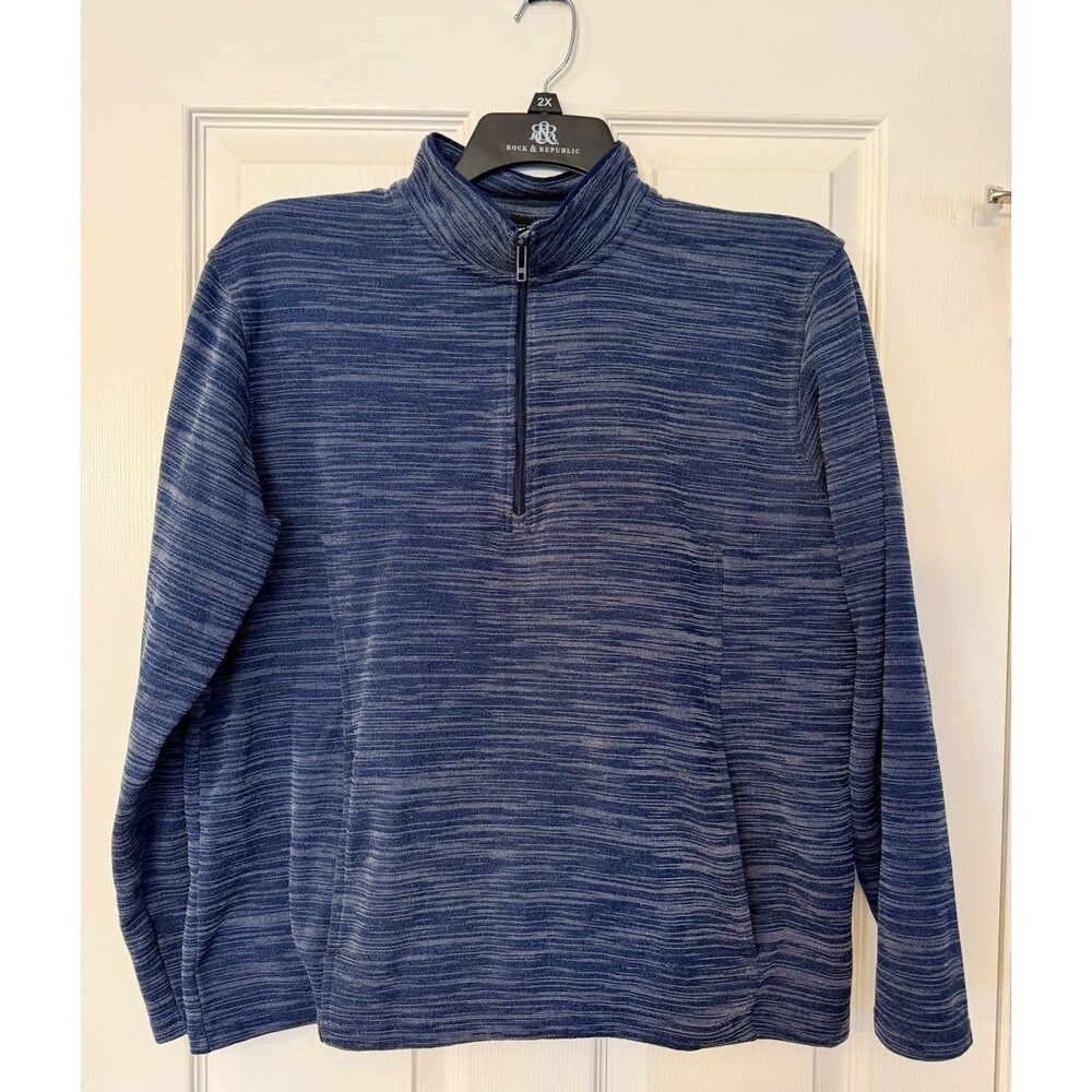 MINT Under Armour UA Golf Mens Blue Striped 1/4 Zip Mock Neck Pullover LARGE